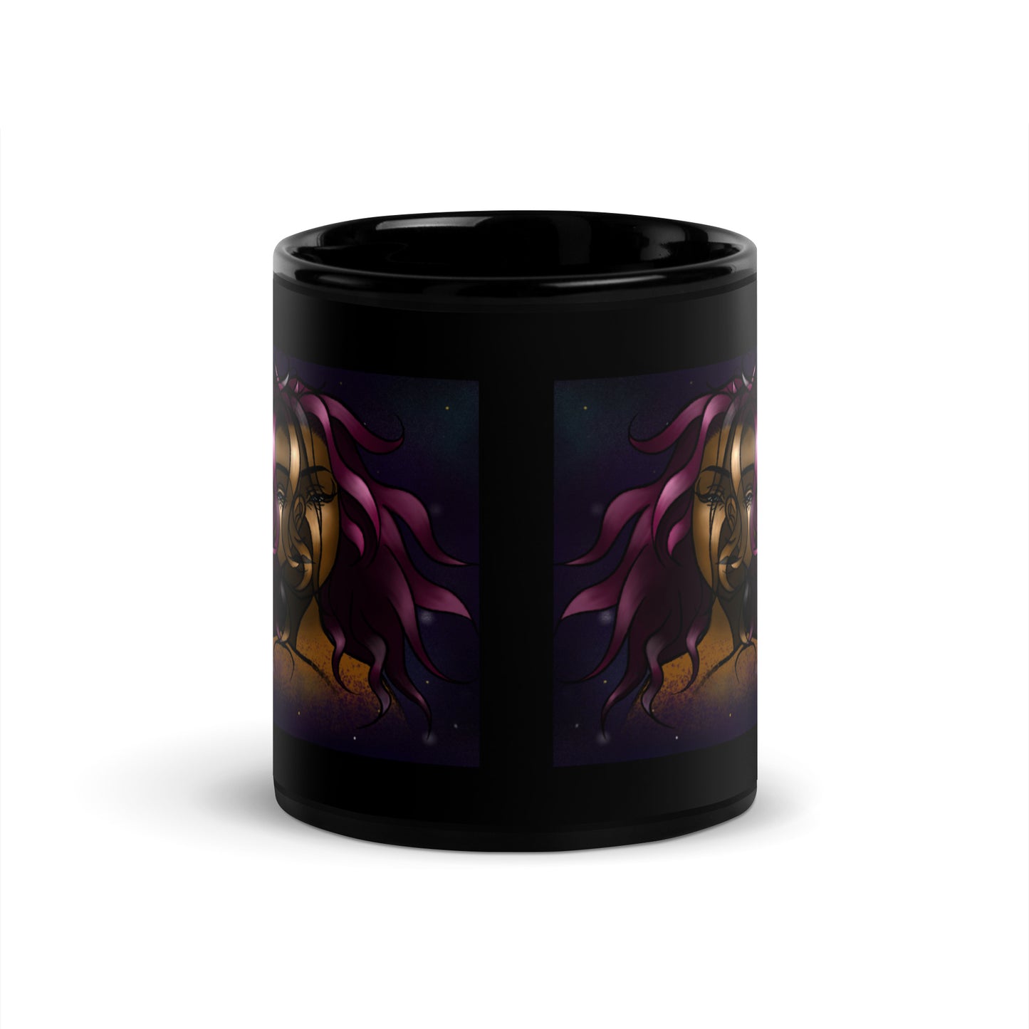 "Cosmic Goddess" Black Glossy Mug