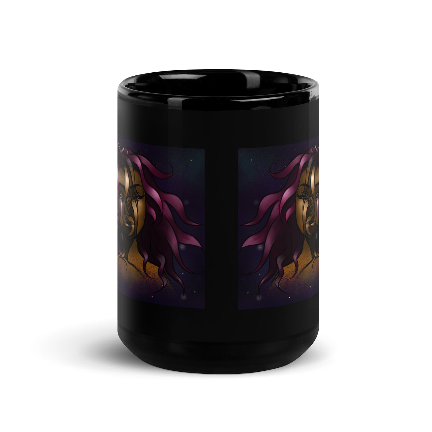 "Cosmic Goddess" Black Glossy Mug